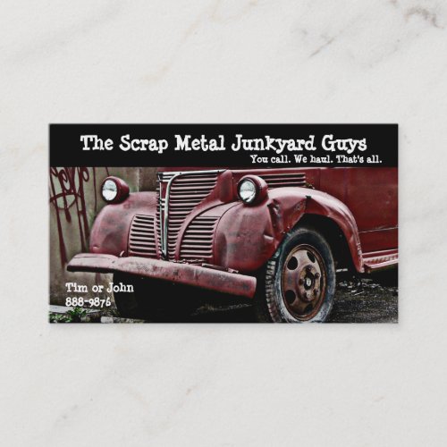 Antique Vehicle  Scrap Metal Biz Business Card Templates