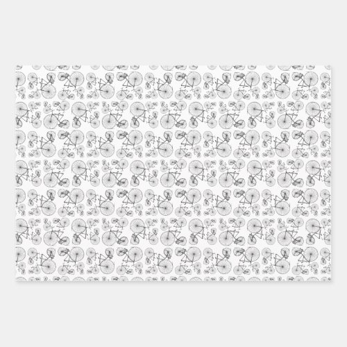 Antique Velocipede Bicycles Pattern CUSTOM COLOR Wrapping Paper Sheets