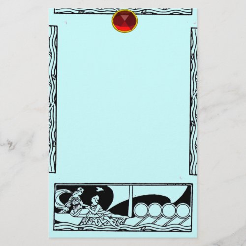 ANTIQUE VESSEL AND LOVERS Red Ruby Gem Black Blue Stationery