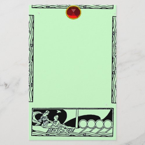 ANTIQUE VESSEL AND LOVERS Red Ruby Gem Black Green Stationery