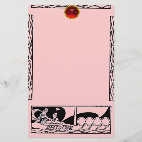 ANTIQUE VESSEL AND LOVERS Red Ruby Gem Black Pink Stationery