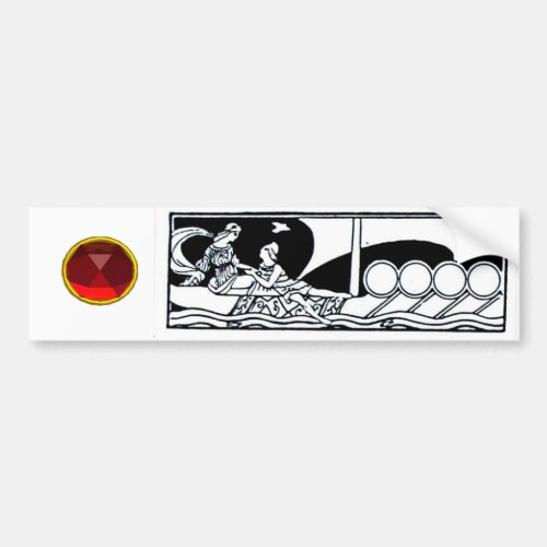 ANTIQUE VESSEL AND LOVERS Red Ruby Gem Black White Bumper Sticker