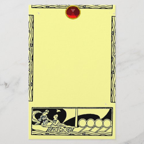 ANTIQUE VESSEL AND LOVERS Ruby Gem Black Yellow Stationery