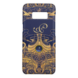 Antique Vessel,Dolphins,Gold,Navy Blue Monogram Case-Mate Samsung Galaxy S8 Case