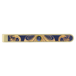 Antique Vessel,Dolphins,Gold,Navy Blue Nautical Gold Finish Tie Clip