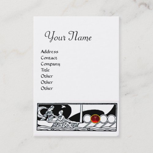 ANTIQUE VESSEL Sea Travel Red Ruby Black White Business Card