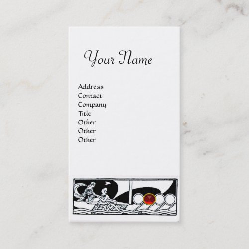 ANTIQUE VESSEL Sea Travel Red Ruby Black White Business Card