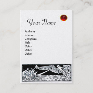 ANTIQUE VESSELS,RED RUBY GEM MONOGRAM, Black White Business Card