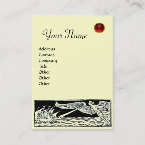 ANTIQUE VESSELS RED RUBY MONOGRAM Black Ivory Business Card