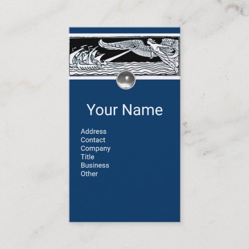 ANTIQUE VESSELSSea TravelNavy Blue Black White Business Card