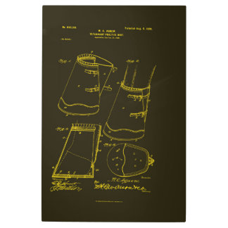 Antique Veterinary Patent Blueprint Metal Print