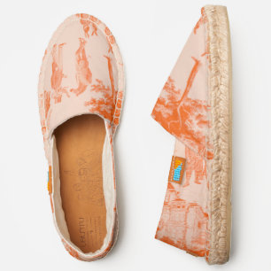 antique victorian animals orange toile espadrilles