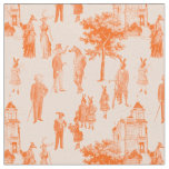 antique victorian animals orange toile fabric