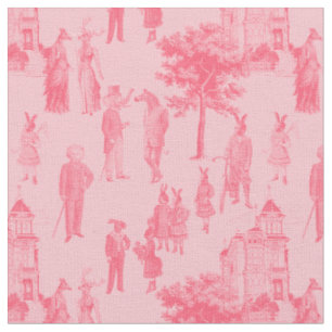 antique victorian animals pastel pink toile fabric