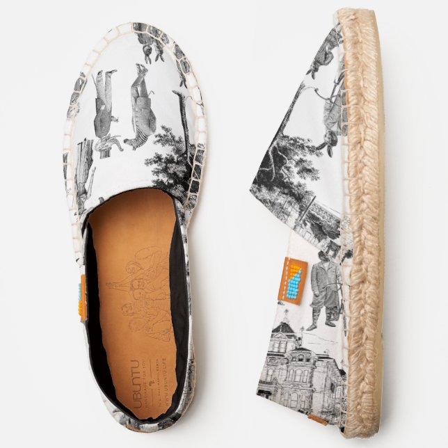 antique victorian animals toile anthropomorphic  espadrilles (Side)