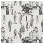 antique victorian animals toile anthropomorphic fabric