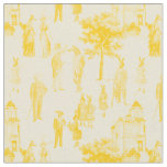 antique victorian animals yellow toile fabric