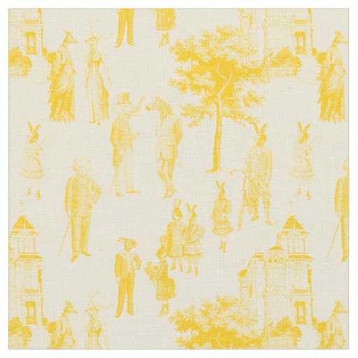 antique victorian animals yellow toile fabric