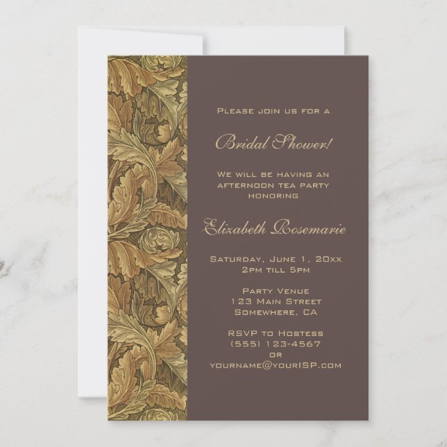 Antique Victorian Autumn Leaves Bridal Shower Invitation (Front)