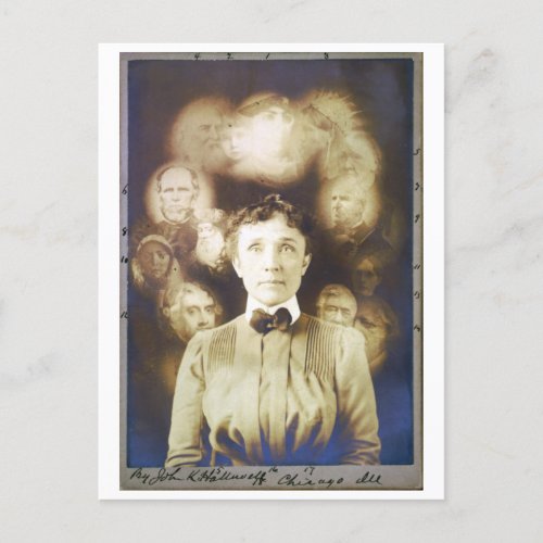 Antique Victorian Black  White Spirit Photograph Postcard