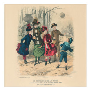 Antique Victorian Children Play Ball 1880 Winter Acrylic Print