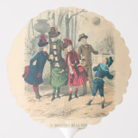 Antique Victorian Children Play Ball 1880 Winter