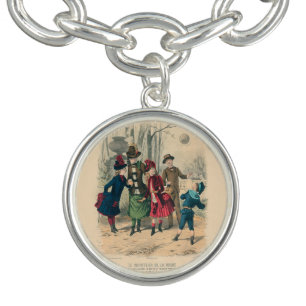 Antique Victorian Children Play Ball 1880 Winter Bracelet