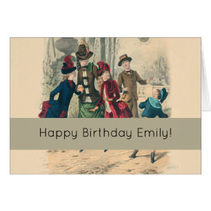 Antique Victorian Children Play Ball 1880 Winter Cards