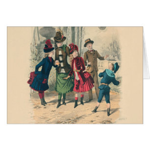 Antique Victorian Children Play Ball 1880 Winter Cards