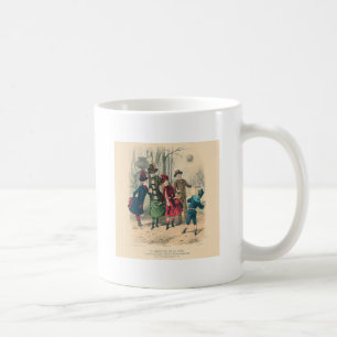 Antique Victorian Children Play Ball 1880 Winter Coffee Mug