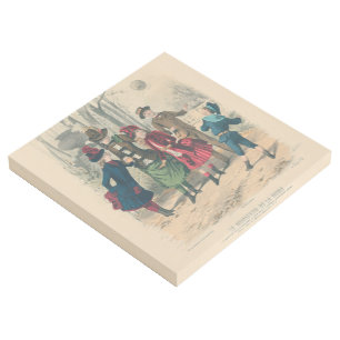 Antique Victorian Children Play Ball 1880 Winter Gallery Wrap
