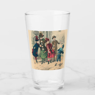 Antique Victorian Children Play Ball 1880 Winter Glass