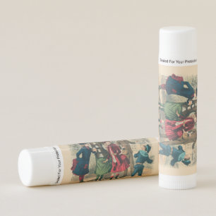 Antique Victorian Children Play Ball 1880 Winter Lip Balm