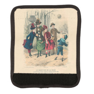 Antique Victorian Children Play Ball 1880 Winter Luggage Handle Wrap