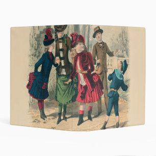 Antique Victorian Children Play Ball 1880 Winter Mini Binder