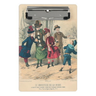 Antique Victorian Children Play Ball 1880 Winter Mini Clipboard