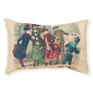 Antique Victorian Children Play Ball 1880 Winter Pet Bed