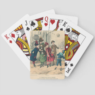 Antique Victorian Children Play Ball 1880 Winter Poker Cards