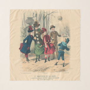 Antique Victorian Children Play Ball 1880 Winter Scarf