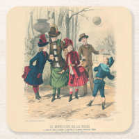 Antique Victorian Children Play Ball 1880 Winter