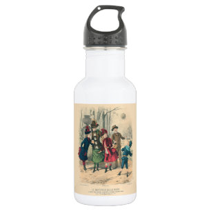 Antique Victorian Children Play Ball 1880 Winter Stainless Steel Water Bottle