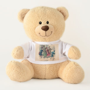 Antique Victorian Children Play Ball 1880 Winter Teddy Bear