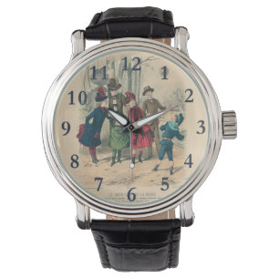 Antique Victorian Children Play Ball 1880 Winter Watch