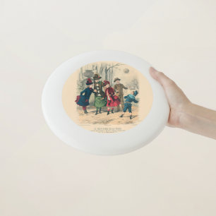 Antique Victorian Children Play Ball 1880 Winter Wham-O Frisbee