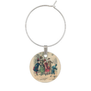 Antique Victorian Children Play Ball 1880 Winter Wine Charm