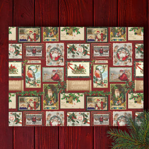Antique Victorian Christmas Card Collage Tissue Paper