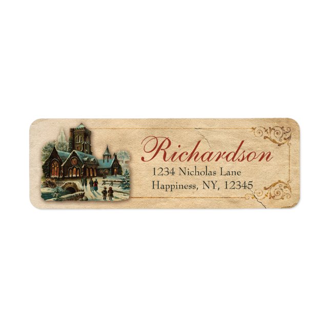 Antique Victorian Christmas Eve Church Service     Label (Front)