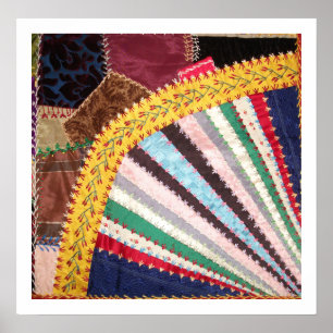 Antique Victorian Crazy Quilt Square Poster