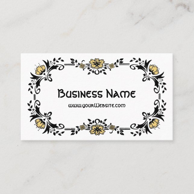Antique Victorian Decorative Floral Yellow Flowers Business Card (Front)