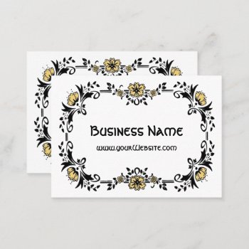 Antique Victorian Decorative Floral Yellow Flowers Business Card by InvitationCafe at Zazzle